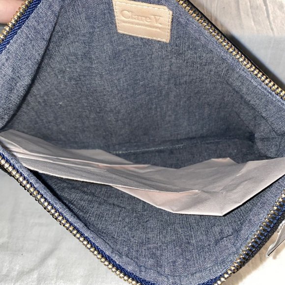 Clare V. Flat Clutch In Beaded Black and White - Picture 2 of 5